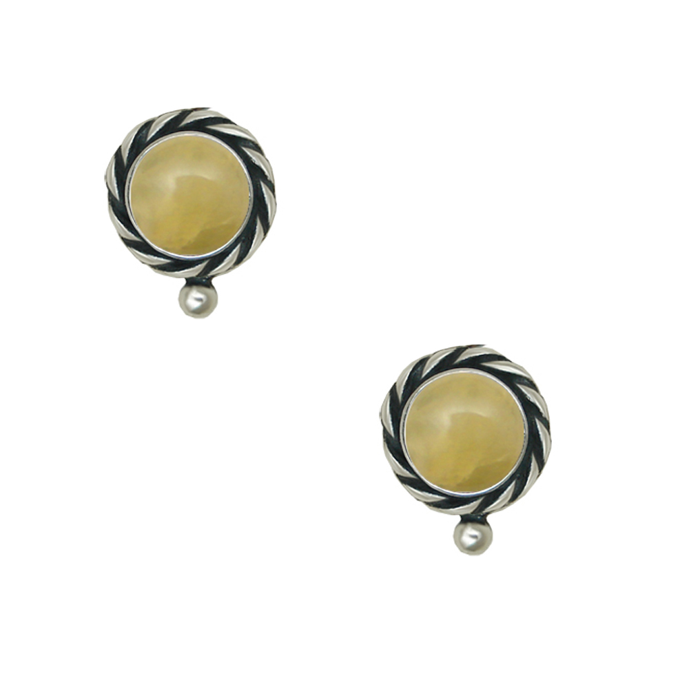 Sterling Silver Yellow Aragonite Post Stud Earrings
